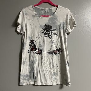 Harry Potter Deathly Hallows T-shirt Large Wizard Roses Hermoine Ron Weasley